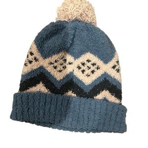 Cozy Blue and Cream Knit Beanie